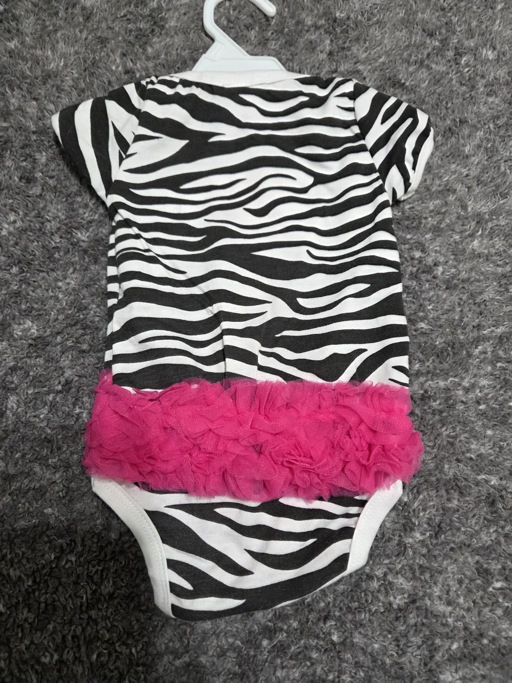 Baby One-Piece Zebra Print Bodysuit with Pink Ruffle & Bow